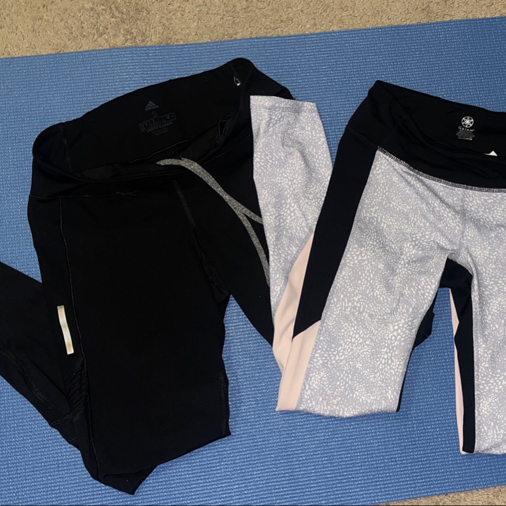 Adidas Black and Light Pink Leggings Duo